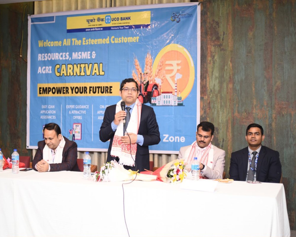 DGM Chinmay Kumar Sahu addressing the Resource, MSME, Retail and Agriculture Carnival in Golaghat on November 17.